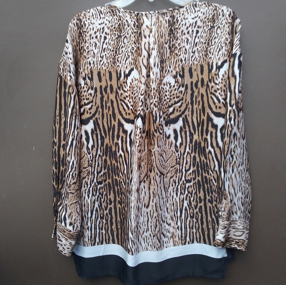 Adrienne Vittadini Leopard Print Blouse Sz L - Picture 2 of 8